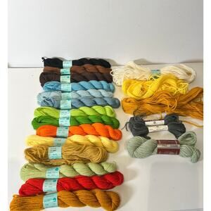 Vintage Bucilla Persian Needlepoint and Crewel Wool lot of 17 Virgin Wool Crafts